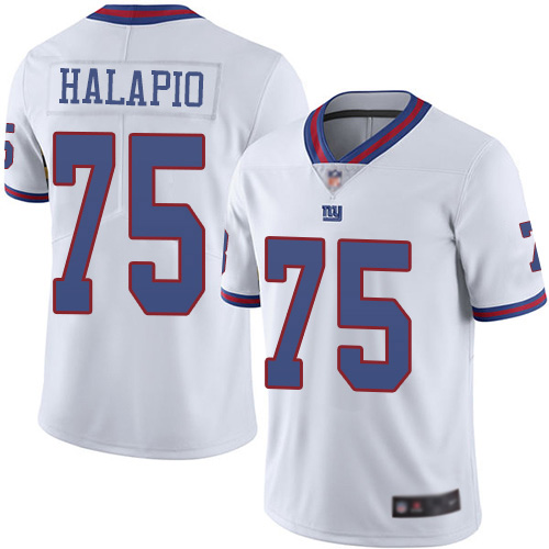 Men New York Giants 75 Jon Halapio Limited White Rush Vapor Untouchable Football NFL Jersey